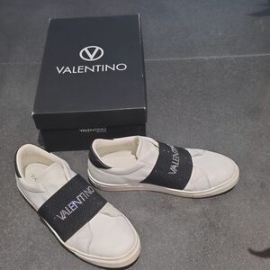 Valentino Women's White Sneakers with Black Strap